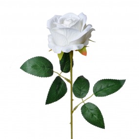 26PL0317W Artificial Flower Rose 52 cm White Plastic