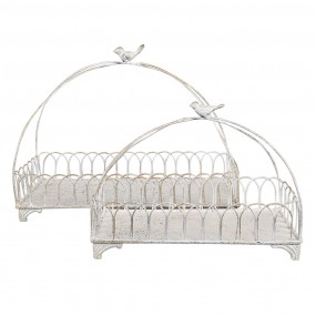 26Y5673 Decorative Basket Set of 2 39x20x30/ 30x15x22 cm White Metal