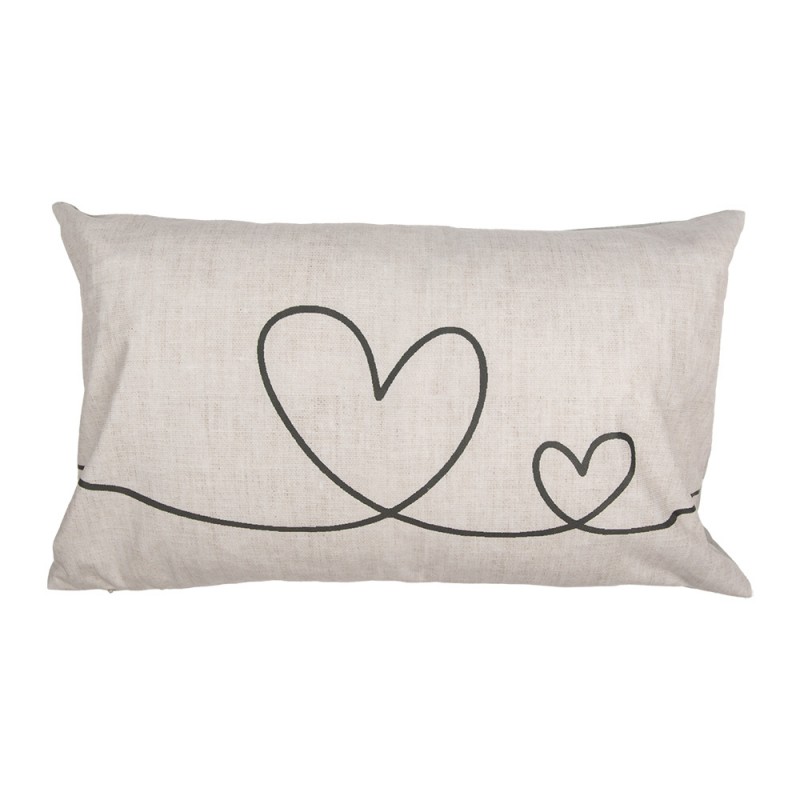 CHS36 Cushion Cover 30x50 cm Beige Green Polyester Hearts Pillow Cover