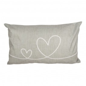 2CHS36 Cushion Cover 30x50 cm Beige Green Polyester Hearts Pillow Cover