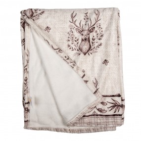 2GTW60-1 Throw Blanket 130x180 cm Beige Polyester Deer Blanket