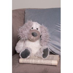 2TW0592 Knuffel Hond 32 cm Grijs Pluche