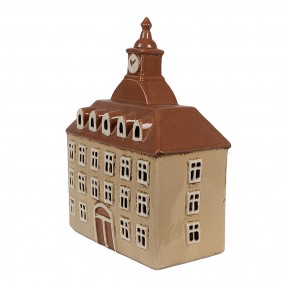 26CE1880 Waxinelichthouder Huis 20x10x26 cm Beige Bruin Keramiek Theelichthouder