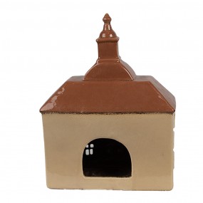 26CE1880 Tealight Holder House 20x10x26 cm Beige Brown Ceramic Tea-light Holder