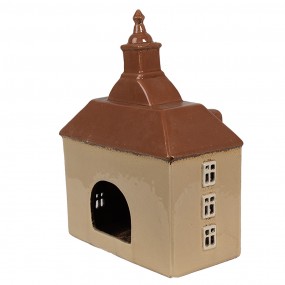 26CE1880 Tealight Holder House 20x10x26 cm Beige Brown Ceramic Tea-light Holder