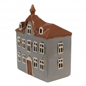 26CE1883 Tealight Holder House 16x9x20 cm Grey Brown Ceramic Tea-light Holder