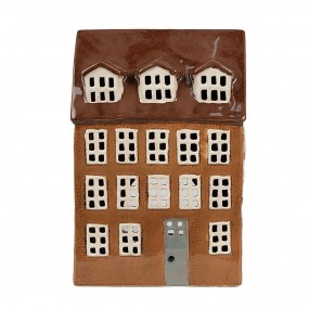 26CE1887 Tealight Holder House 17x11x24 cm Brown Ceramic Tea-light Holder