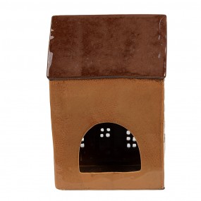 26CE1887 Tealight Holder House 17x11x24 cm Brown Ceramic Tea-light Holder