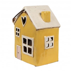 26CE1911 Portacandela Casa 16x10x18 cm Giallo Ceramica Portacandele