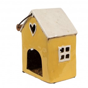 26CE1911 Porte-bougie Maison 16x10x18 cm Jaune Céramique Porte-bougies