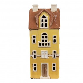 26CE1913 Portacandela Casa 11x9x25 cm Giallo Marrone  Ceramica Portacandele