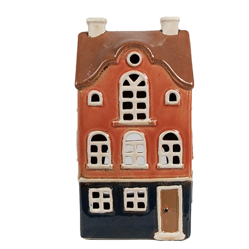 6CE1914 Portacandela Casa 12x9x22 cm Arancione Ceramica Portacandele