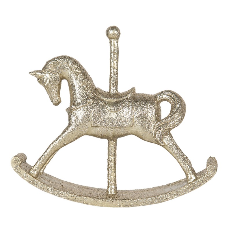 6PR3026 Ornamento Natalizio Cavallo 15x13 cm Color oro Poliresina Rettangolo Palla di natale