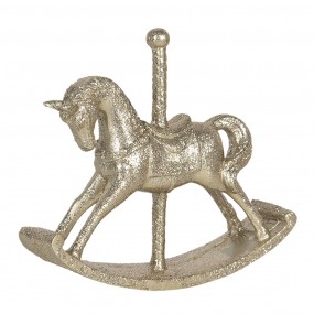 26PR3026 Ornamento Natalizio Cavallo 15x13 cm Color oro Poliresina Rettangolo Palla di natale