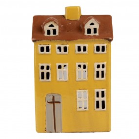 26CE1885 Portacandela Casa 12x8x18 cm Giallo Marrone  Ceramica Portacandele