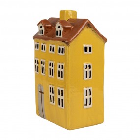 26CE1885 Portacandela Casa 12x8x18 cm Giallo Marrone  Ceramica Portacandele