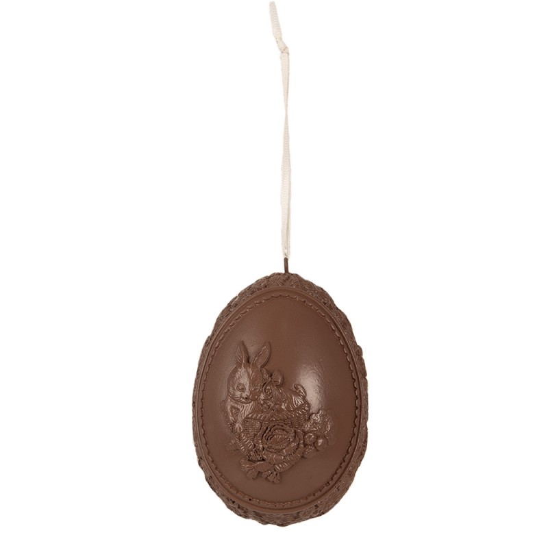 6PR4104 Decorazione pendente Uovo 11 cm Marrone Poliresina Ciondolo di Pasqua