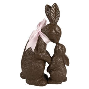 26PR4121 Figurine Lapin 31 cm Marron Rose Polyrésine