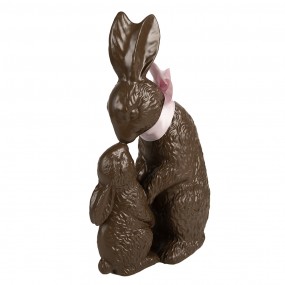 26PR4121 Figurine Lapin 31 cm Marron Rose Polyrésine