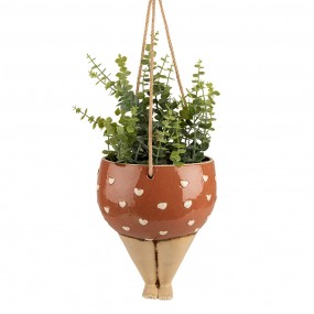 26CE1863 Plant Hanger  17x15x20 cm Pink Beige Ceramic Woman Planter