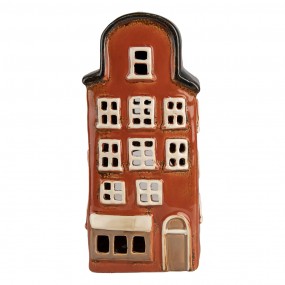 26CE1871 Portacandela Casa 12x9x25 cm Rosso Blu Ceramica Portacandele