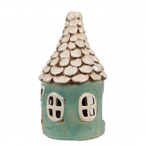 26CE1873 Portacandela Casa Ø 11x20 cm Verde Ceramica Portacandele