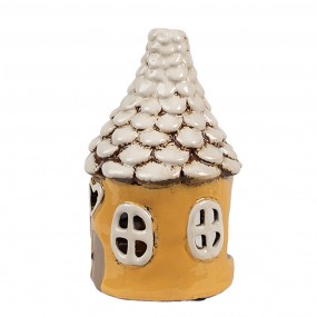 26CE1874 Tealight Holder House Ø 11x17 cm Yellow Ceramic Tea-light Holder