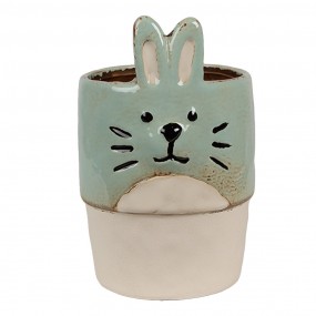 26CE1878 Planter Ø 11x17 cm Green Beige Ceramic Rabbit