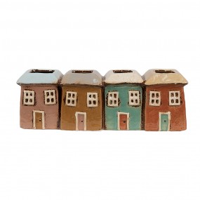 26CE1888 Blumentopf 4er Set Haus 31x9x11 cm Mehrfarbig Keramik