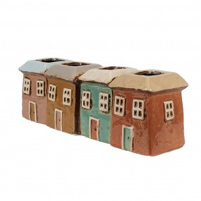 26CE1888 Blumentopf 4er Set Haus 31x9x11 cm Mehrfarbig Keramik