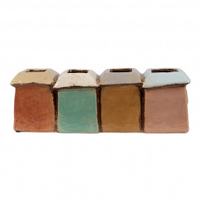 26CE1888 Fioriera set di 4 Casa 31x9x11 cm Multicolore Ceramica