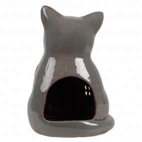 26CE1904 Portacandela Gatto  15x12x21 cm Grigio Ceramica Portacandele