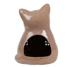 26CE1905 Portacandela Gatto  14x12x18 cm Marrone Ceramica Portacandele