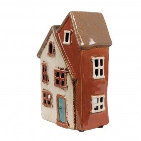 26CE1908 Portacandela Casa 13x8x20 cm Beige Ceramica Portacandele