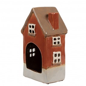 26CE1909 Portacandela Casa 10x8x18 cm Arancione Ceramica Portacandele