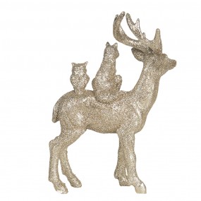26PR3035 Christmas Ornament Deer 14x19 cm Gold colored Polyresin Rectangle Christmas Bauble