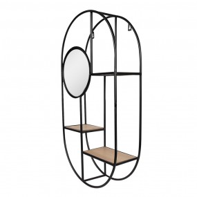 252S285 Miroir 35x12x65 cm Noir Fer Bois Miroir en pied