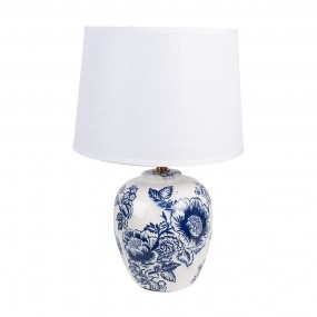 26LMC0097 Table Lamp Ø 28x42 cm White Blue Ceramic Desk Lamp