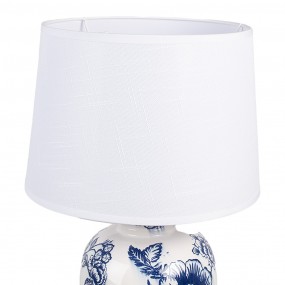 26LMC0097 Table Lamp Ø 28x42 cm White Blue Ceramic Desk Lamp