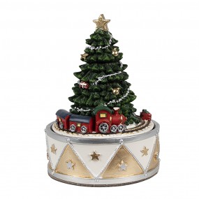 26PR5099 Boîte à musique Sapin de Noël Ø 11x15 cm Vert Couleur or Plastique