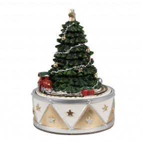 26PR5099 Boîte à musique Sapin de Noël Ø 11x15 cm Vert Couleur or Plastique