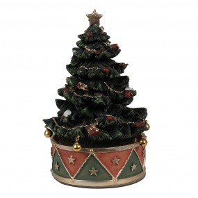 26PR5100 Boîte à musique Sapin de Noël Ø 12x18 cm Vert Rouge Plastique