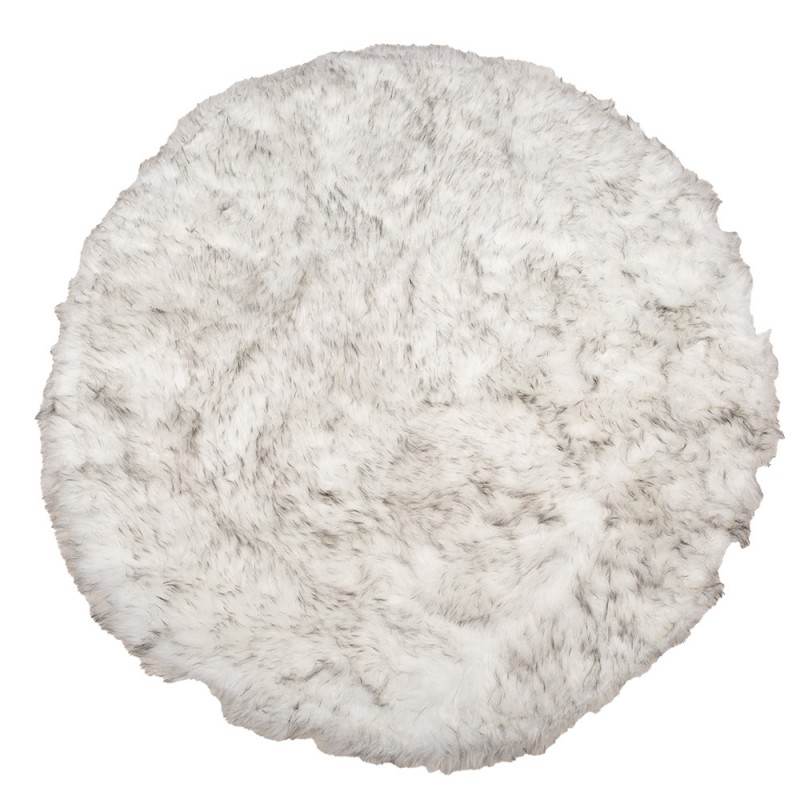 KT080.067 Rug Ø 100 cm White Grey Polyester Round