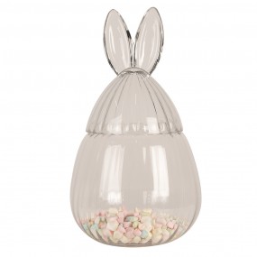 26GL4397 Pot en verre Ø 20x34 cm Transparent Verre Lapin Ovale Pot avec couvercle