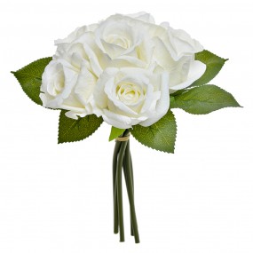 26PL0240 Fleur artificielle Rose 24 cm Blanc Plastique