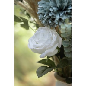 26PL0240 Artificial Flower Rose 24 cm White Plastic