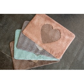 2BM0007BL Bath Mat 58x38x1 cm Blue Polyester Heart Rectangle