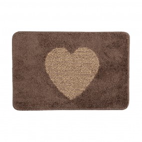 2BM0007CH Bath Mat 58x38x1 cm Brown Polyester Heart Rectangle