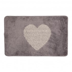 2BM0008G Bath Mat 78x48x1 cm Grey Polyester Heart Rectangle