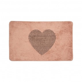 2BM0008P Bath Mat 78x48x1 cm Pink Polyester Heart Rectangle